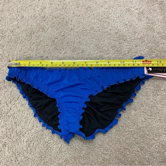 VICTORIA’S Secret sapphire blue Capri Ruffle Cheeky Bottom Sz XS NWT - Picture 6 of 8